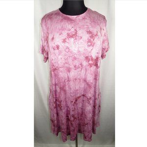 Riley James Berry Tie Dye Short Sleeve Pocket Dress, Plus Size 3X